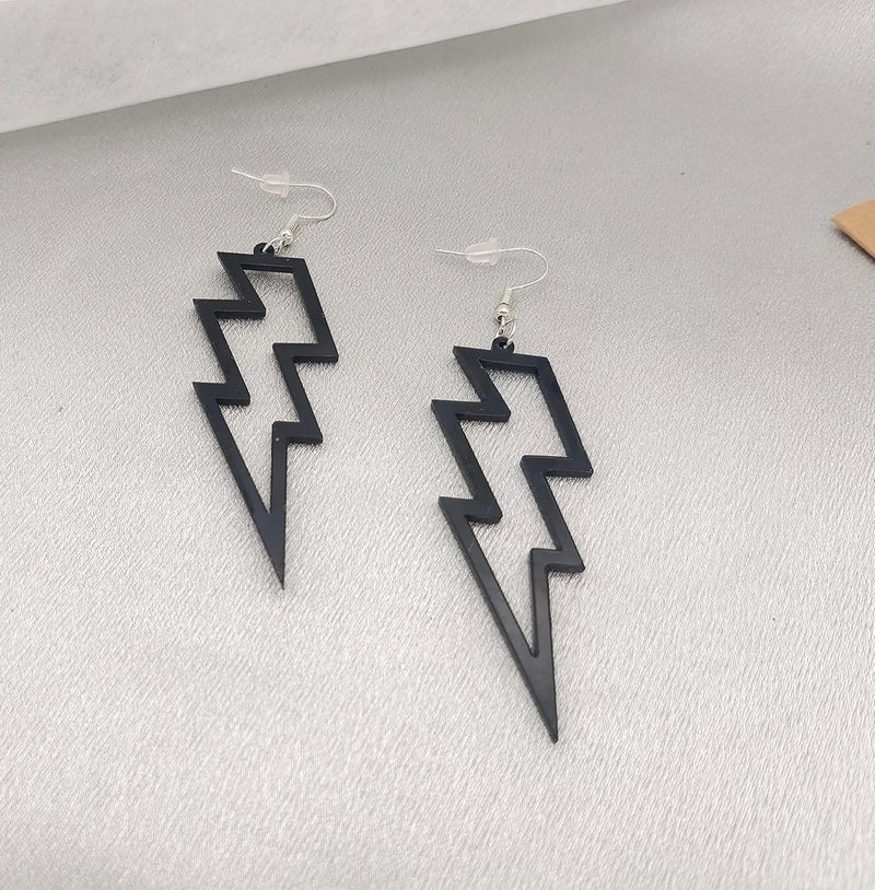 Modpide 80s Neon Earrings Hollow Lightning Bolt Halloween Punk Retro Earrings for Women 80's Party Accessories - Image 1